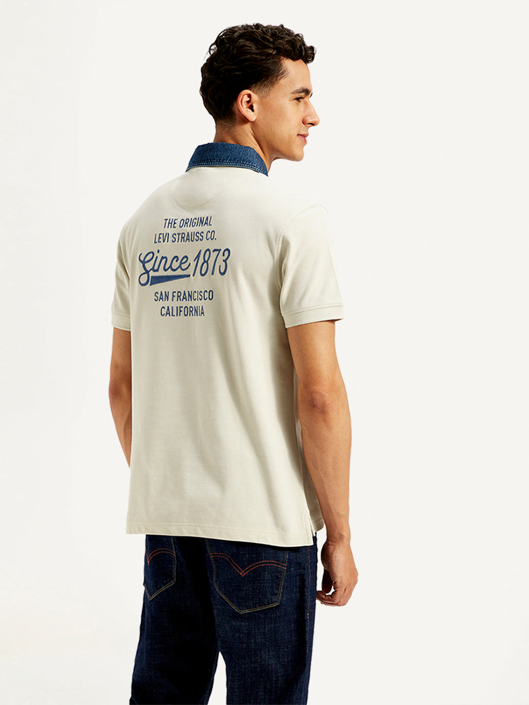 Men's Typographic Print Slim Fit Polo T-Shirt - 20 View