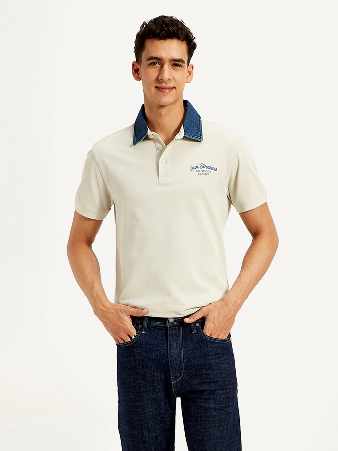 Men's Typographic Print Slim Fit Polo T-Shirt - 20 View