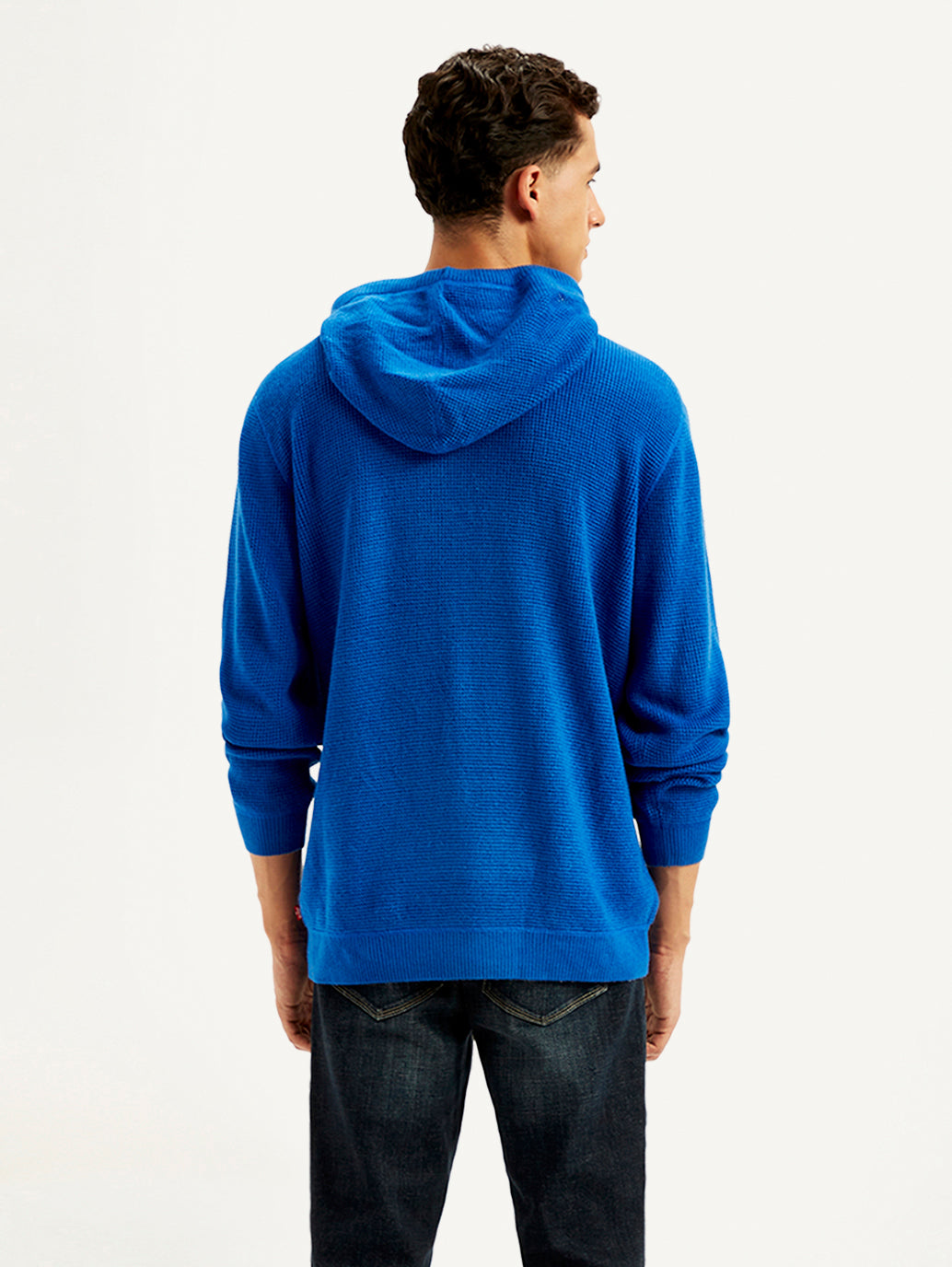 Men's Solid Blue Hooded Sweatshirt - 3786bd44-efa7-4c08-8efa-b1a3df159057 View