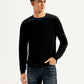 Men's Solid Black Crew Neck Sweater - Front View