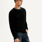 Men's Solid Black Crew Neck Sweater - Side View