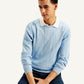 Men's Redloop Textured Light-Blue Crew Neck Sweater - 1179d023-a89d-4366-9e21-e8e80be4be3f View