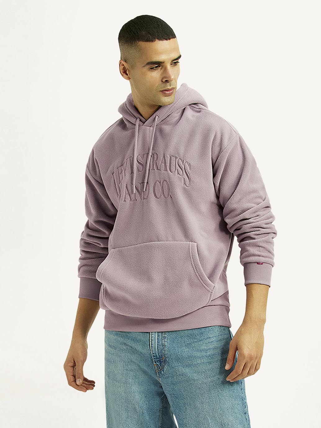 Men's Knitted Mauve Hooded Sweatshirt - Styleshot View