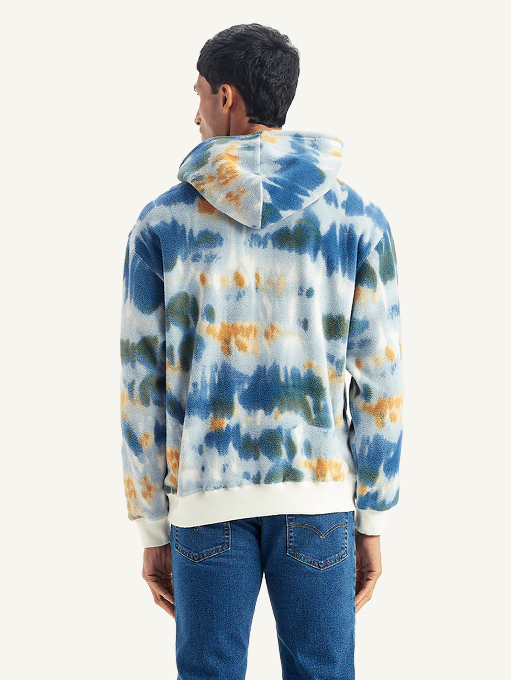 Men's Tie-Dye Light-Blue Hooded Sweatshirt - Back View