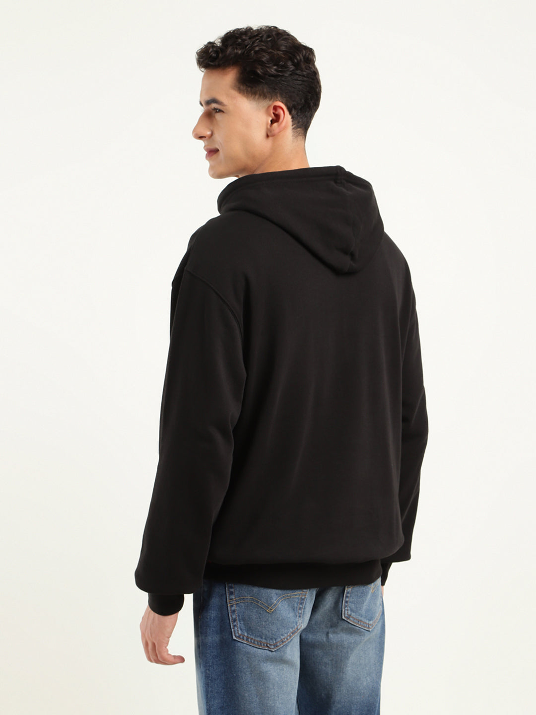 Men's Solid Black Hooded Sweatshirt - c2d0c254-44d7-4f0c-9cb6-f72836989484 View