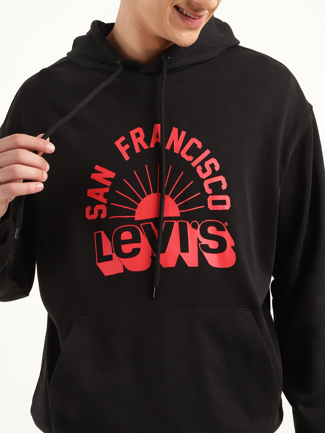 Men's Solid Black Hooded Sweatshirt - 8e67410c-b85d-4f0c-95f4-2d660813cf68 View