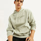 Men's Typography Beige Hooded Sweatshirt - Elevated View