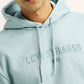 Men's Brand Logo Light Blue Hooded Sweatshirt - Detail View