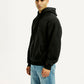 Men's Brand Logo Black Hooded Sweatshirt - Side View