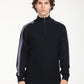 Men's Striped Navy High Neck Sweater - Front View