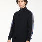 Men's Striped Navy High Neck Sweater - RightSide View