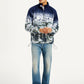 Men's Printed Grey Collar Neck Sweatshirt - Front View