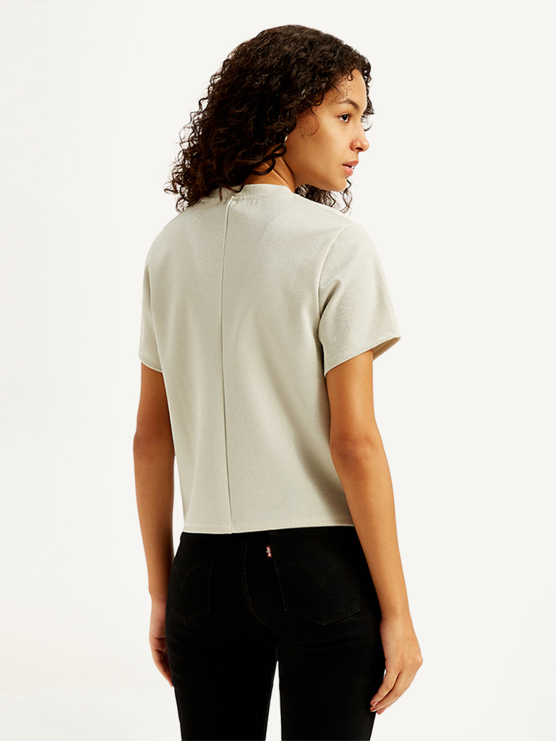 Women's Solid Regular Fit T-Shirt - Back View
