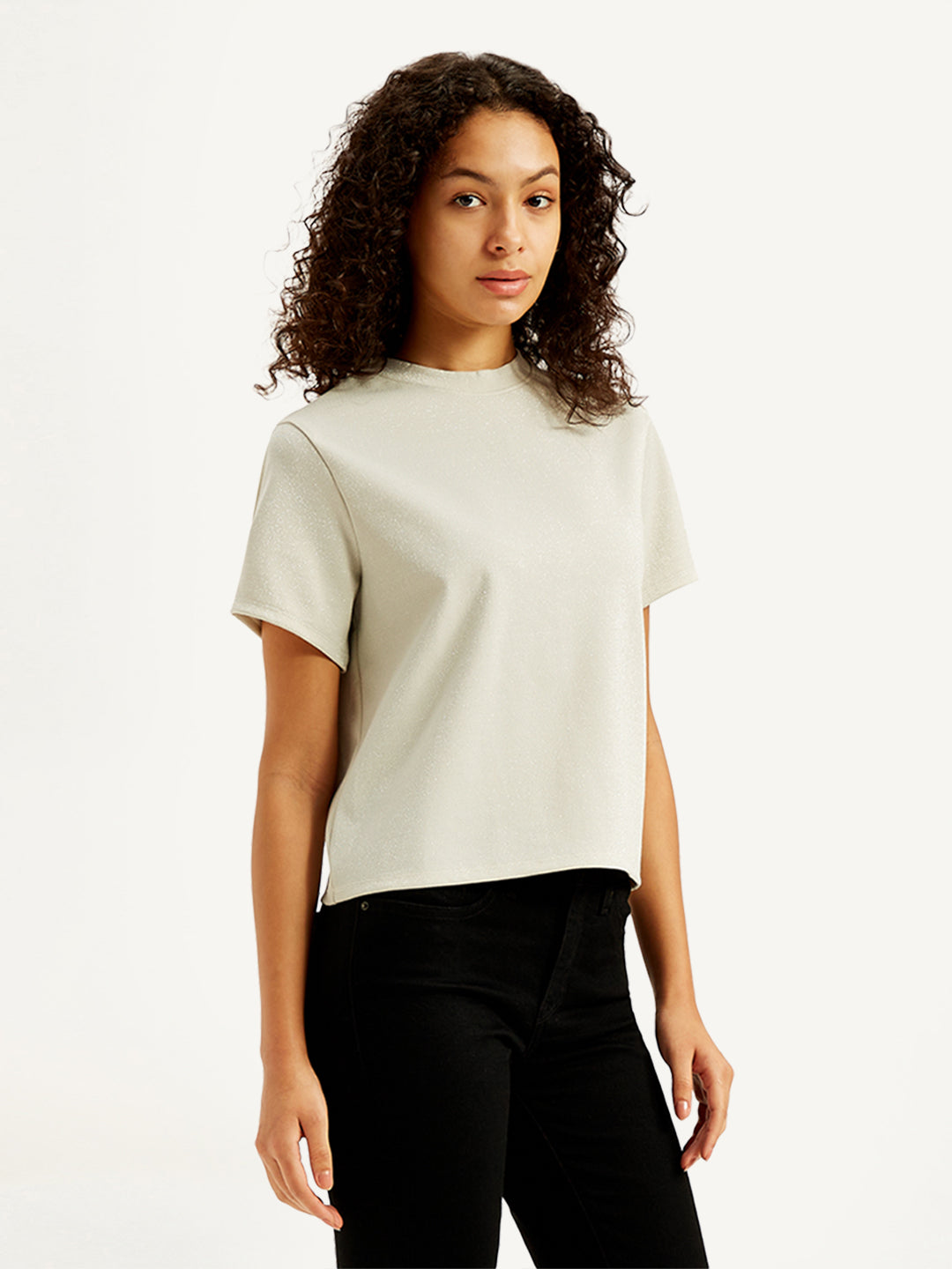 Women's Solid Regular Fit T-Shirt - Side View