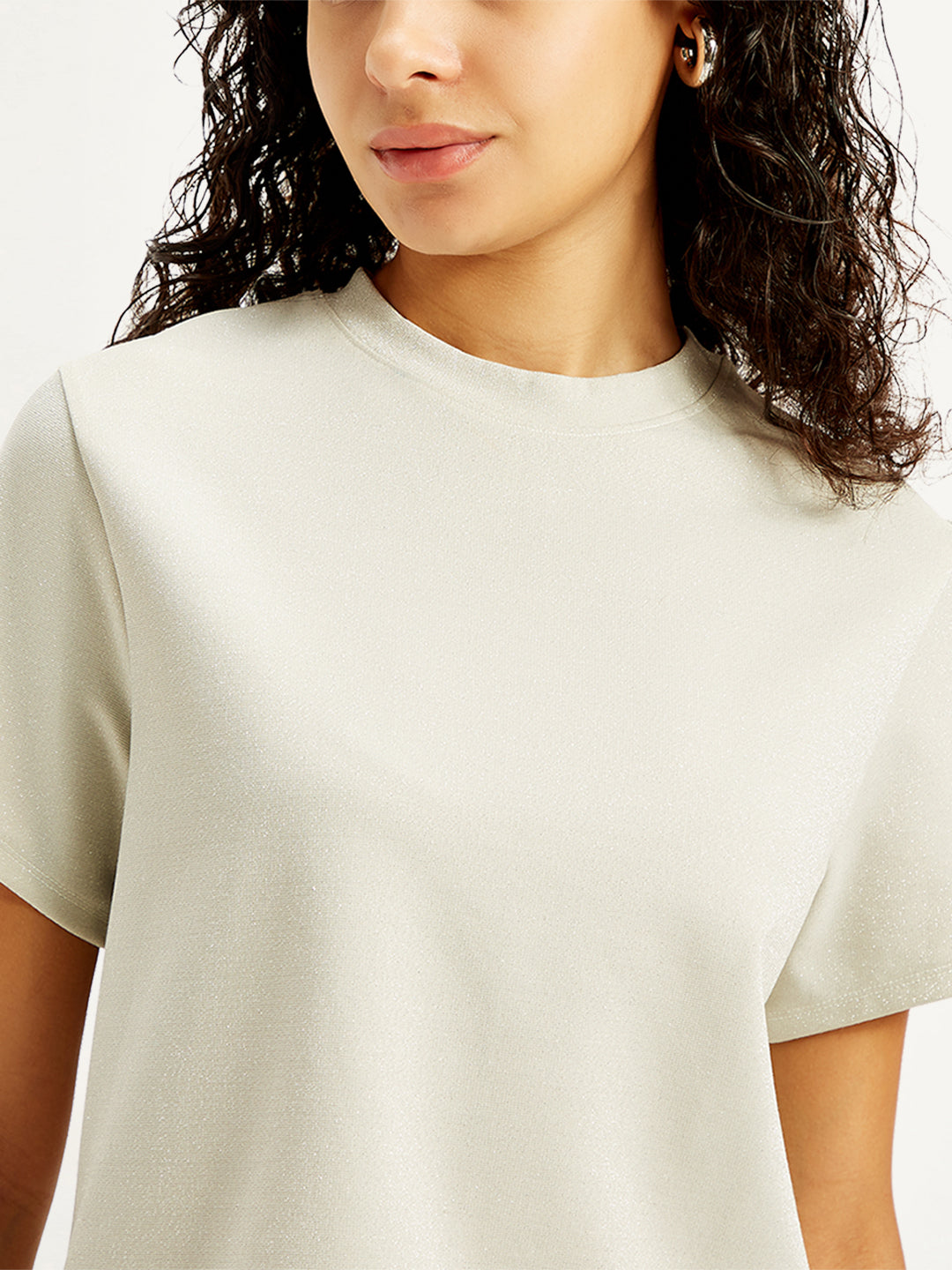 Women's Solid Regular Fit T-Shirt - Detail View