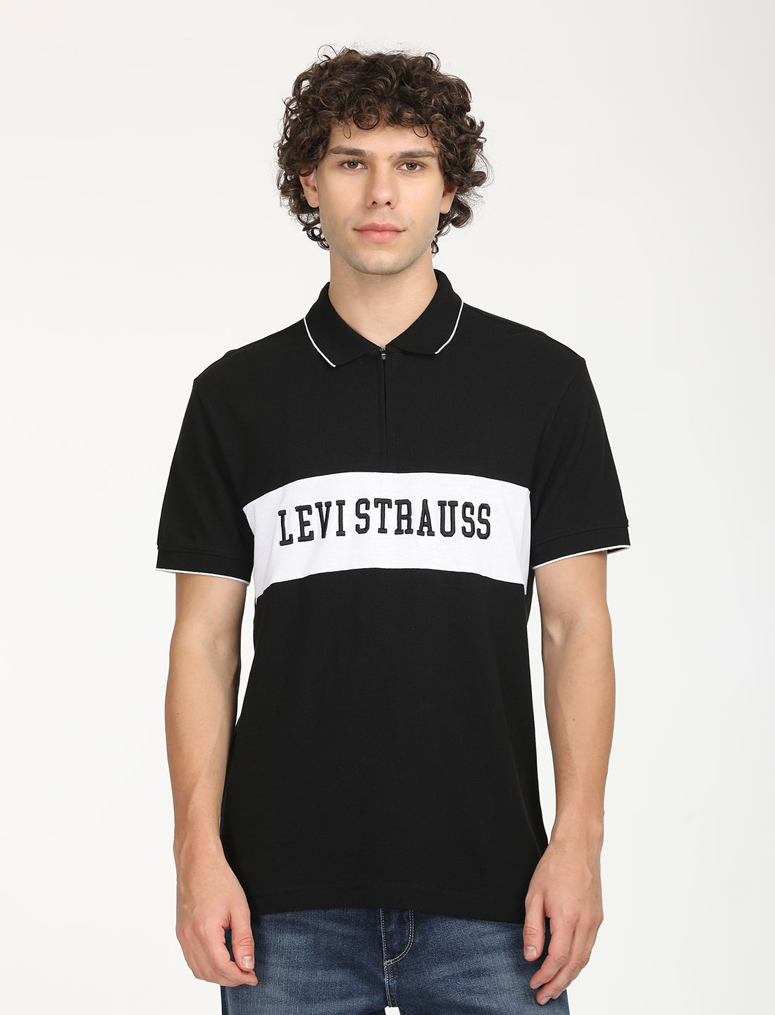 Men's Brand Logo Slim Fit  Polo T-shirt - Front View