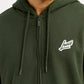 Men's Solid Dark Green Hooded Sweatshirt - Detail View