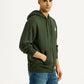 Men's Solid Dark Green Hooded Sweatshirt - Side View
