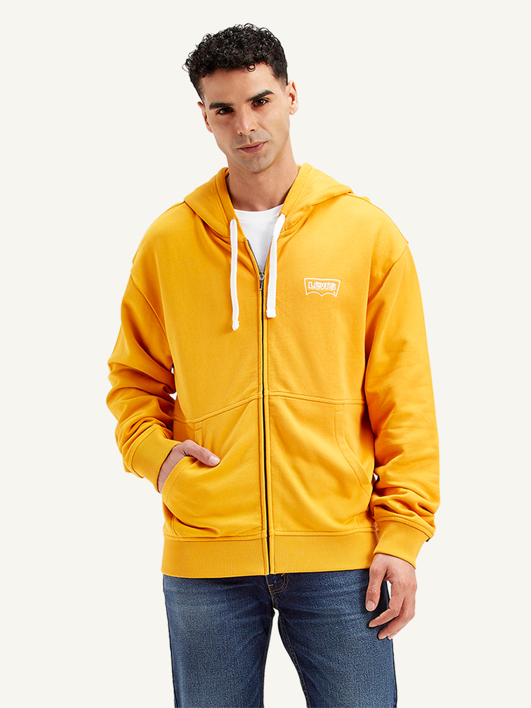 Men's Solid Mustard Hooded Sweatshirt - 20 View