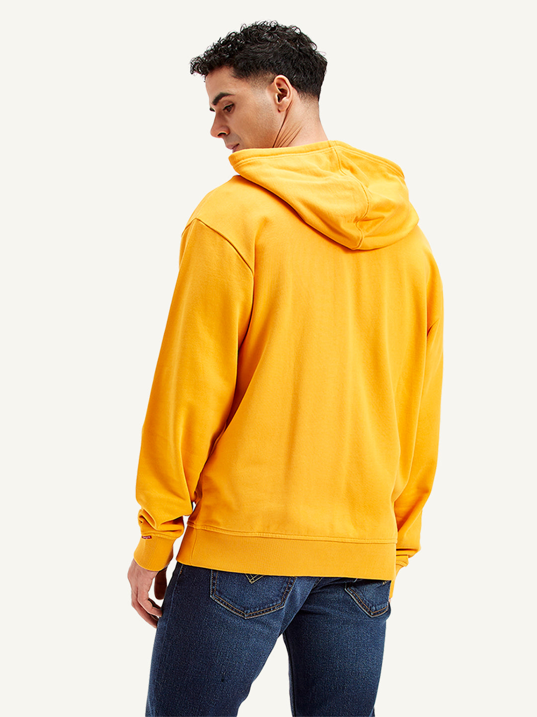 Men's Solid Mustard Hooded Sweatshirt - 20 View
