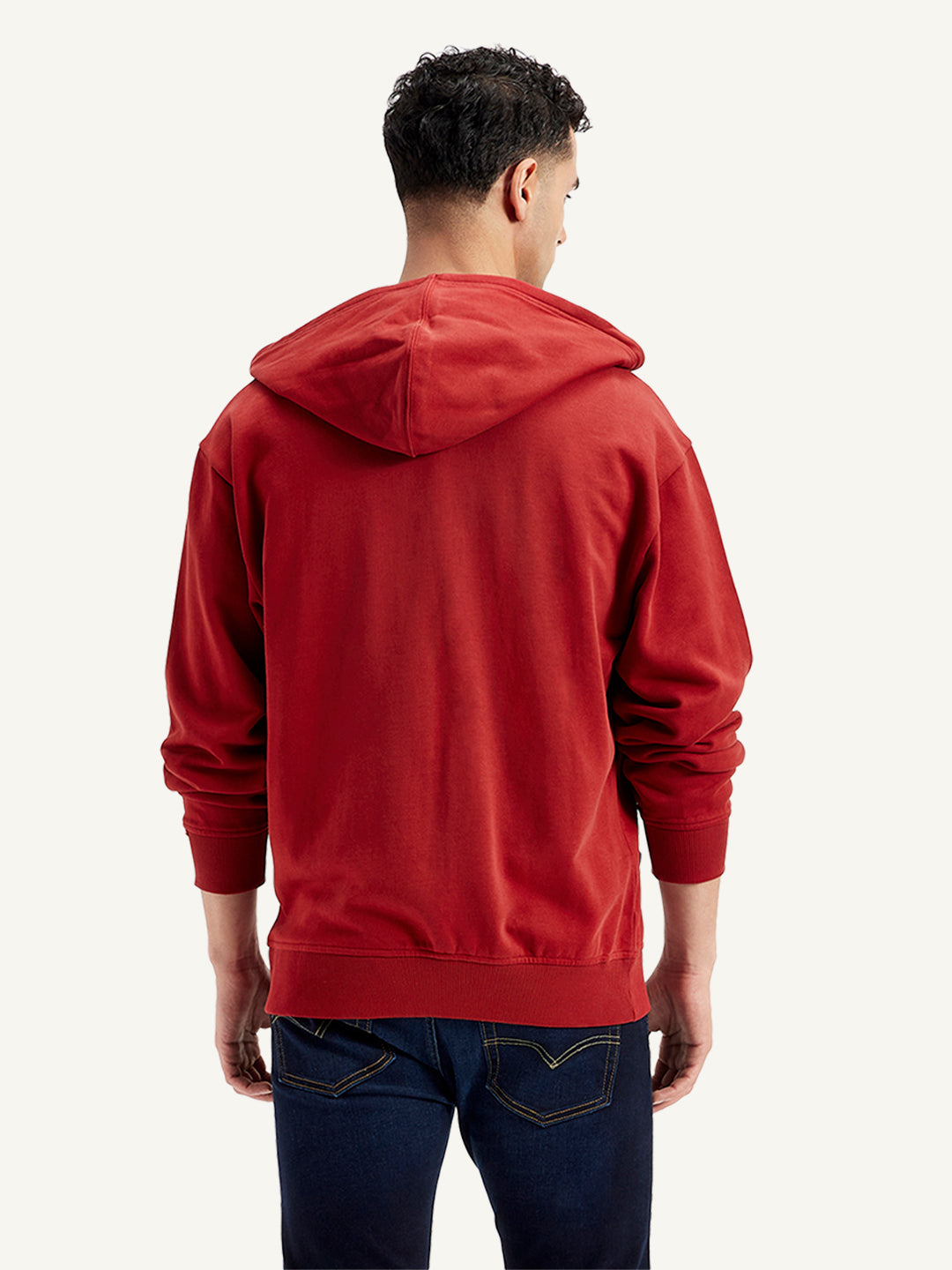 Men's Solid Red Hooded Sweatshirt - 20 View