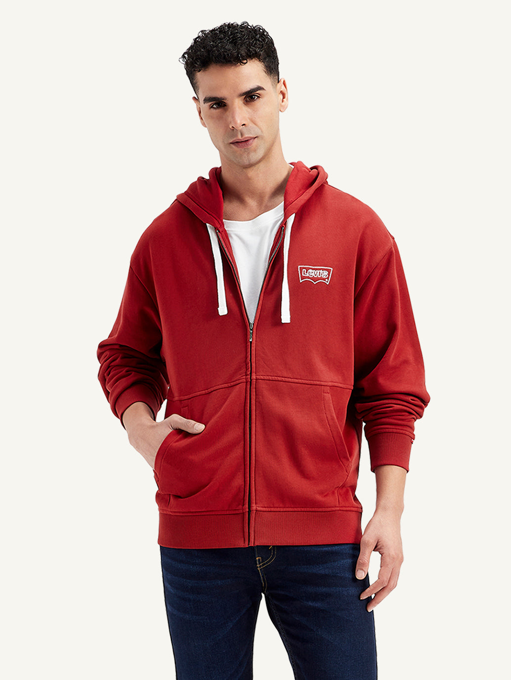 Men's Solid Red Hooded Sweatshirt - db227dab-0841-406e-9249-af8def8222a9 View