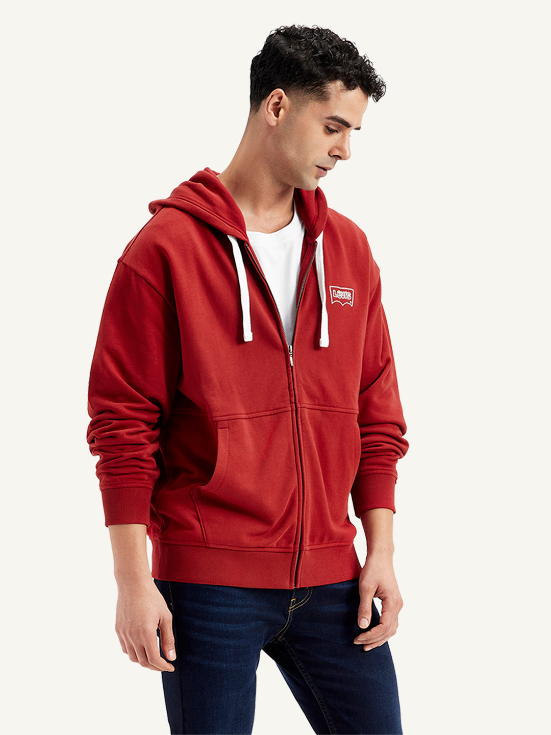 Men's Solid Red Hooded Sweatshirt - 20 View
