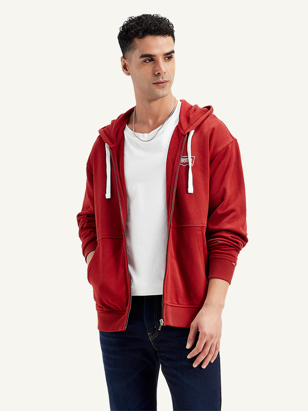 Men's Solid Red Hooded Sweatshirt - 20 View