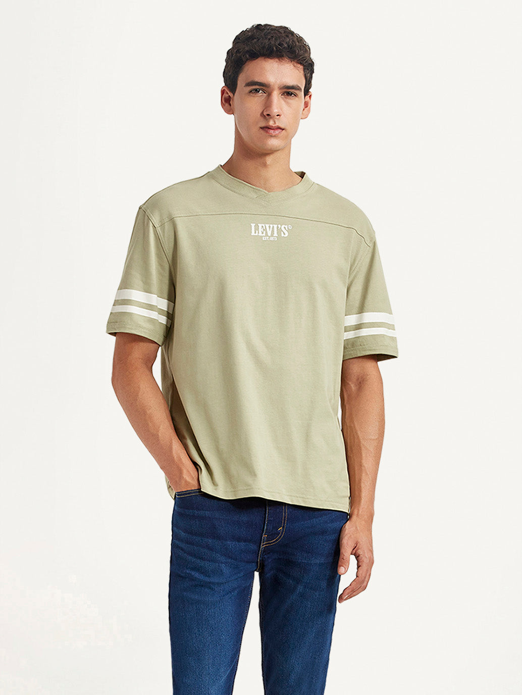 Men's Graphic Print Light Green Loose Fit T-shirt