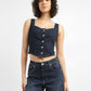 Women's Solid Blue Corset Top - 0843af8b-278f-4a4b-a1dd-76c56b086f8b View