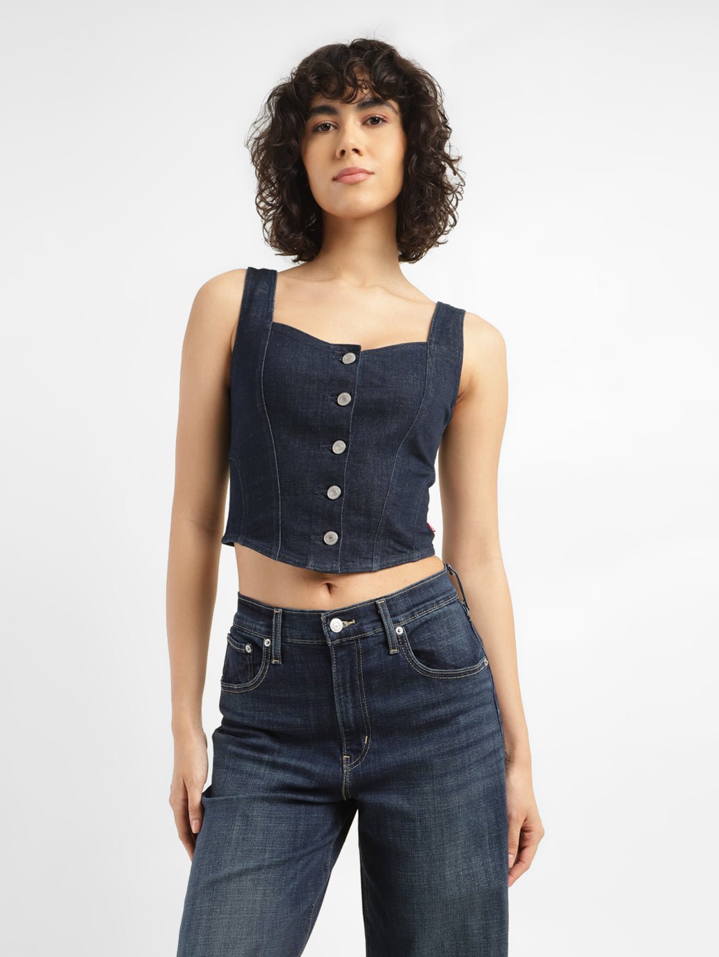 Women's Solid Blue Corset Top - 0843af8b-278f-4a4b-a1dd-76c56b086f8b View
