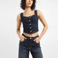 Women's Solid Blue Corset Top - StyleShot View