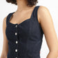 Women's Solid Blue Corset Top - FrontDetails View