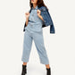 Women's Light Blue Solid Jumpsuit - Elevated View