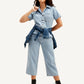 Women's Light Blue Solid Jumpsuit - Styleshot View