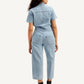 Women's Light Blue Solid Jumpsuit - Back View