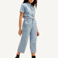 Women's Light Blue Solid Jumpsuit - Side View
