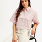 Women's Textured Spread Collar Shirt - Styleshot View