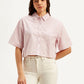 Women's Textured Spread Collar Shirt - Front View