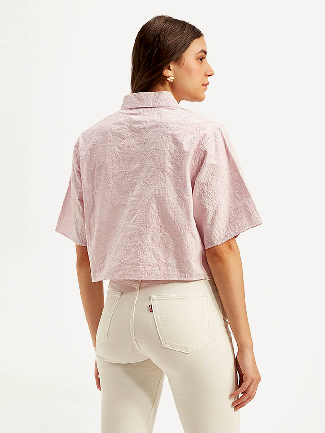 Women's Textured Spread Collar Shirt - Back View