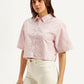 Women's Textured Spread Collar Shirt - Side View