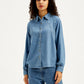 Women's Solid Regular Fit Denim Shirt - Front View