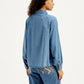 Women's Solid Regular Fit Denim Shirt - Back View