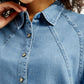 Women's Solid Regular Fit Denim Shirt - Detail View
