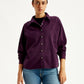 Women's Solid Relaxed Fit Denim Shirt - Front View