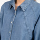 Women's Solid Blue Spread Collar Denim Shirt - detail View