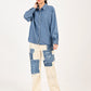 Women's Solid Blue Spread Collar Denim Shirt - 6 View