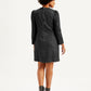 Women's Solid Black Round Neck Denim Dress - Back View