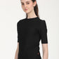 Women's Solid Black Round Neck Sweater - Side View