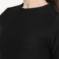 Women's Solid Black Round Neck Sweater - Detail View